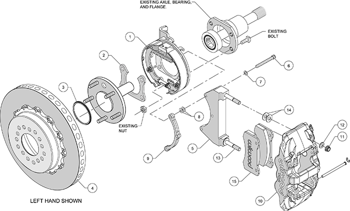 AERO4 WCCB Carbon-Ceramic Big Brake Rear Parking Brake Kit Assembly Schematic