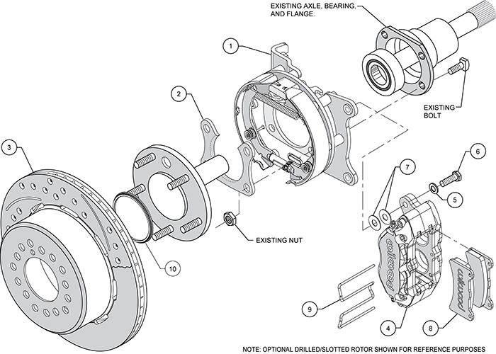 Dynapro Lug Mount Rear Parking Brake Kit Assembly Schematic