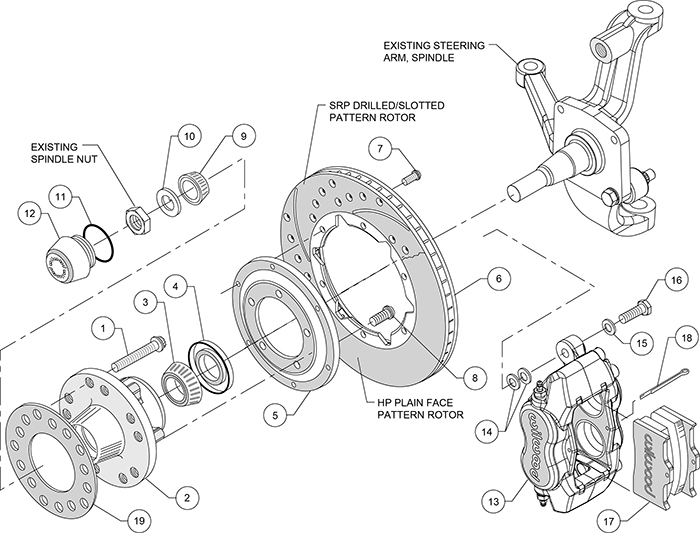 Forged Dynalite Big Brake Front Brake Kit (Hub) Assembly Schematic