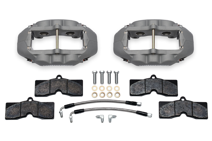 Wilwood D8-4 Rear Replacement Caliper Kit Parts Laid Out - Type III Ano Caliper