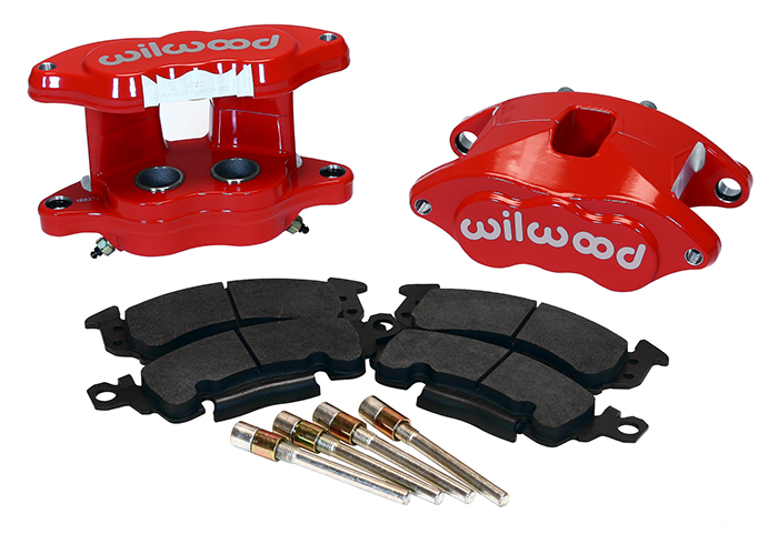 Wilwood D52 Rear Caliper Kit Parts Laid Out - Red Powder Coat Caliper