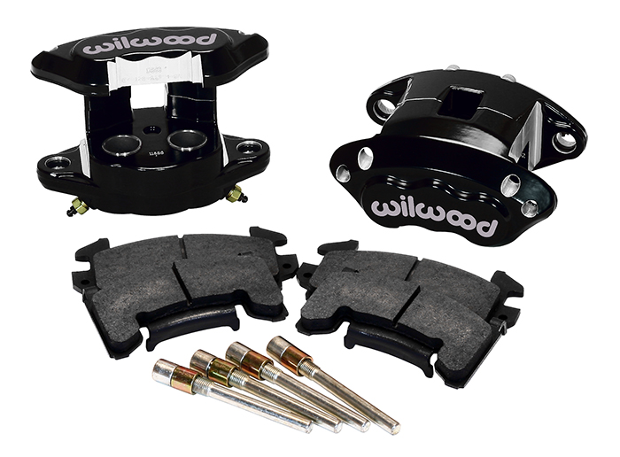 Wilwood D154 Rear Caliper Kit Parts Laid Out - Black Powder Coat Caliper