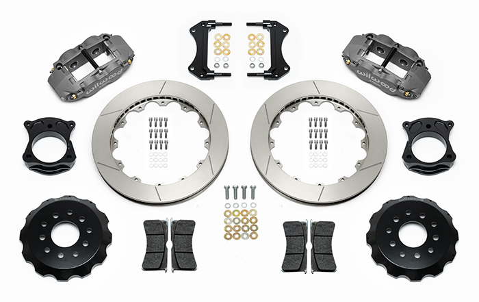 Wilwood Forged Narrow Superlite 4R Big Brake Rear Brake Kit (Race) Parts Laid Out - Type III Ano Caliper - GT Slotted Rotor