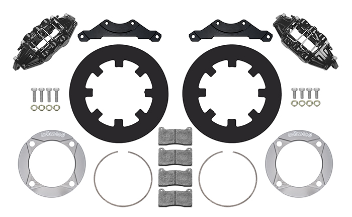 Wilwood UTV6 Rear Brake Kit Parts Laid Out - Black Powder Coat Caliper - Plain Face Rotor