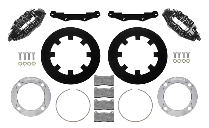 Wilwood UTV6 Rear Brake Kit Parts Laid Out - Black Powder Coat Caliper - Plain Face Rotor