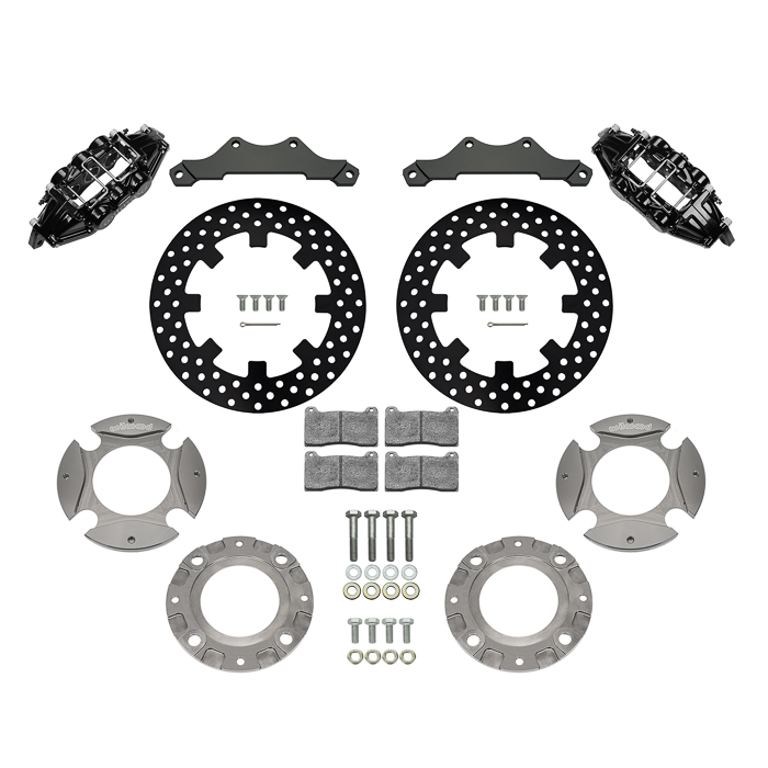 Wilwood UTV6 Rear Brake Kit Parts Laid Out - Drilled Rotor