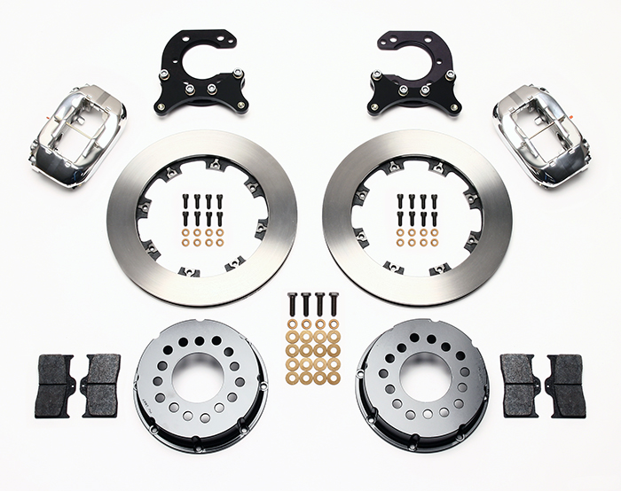 Wilwood Forged Dynalite Pro Series Rear Brake Kit Parts Laid Out - Polish Caliper - Plain Face Rotor