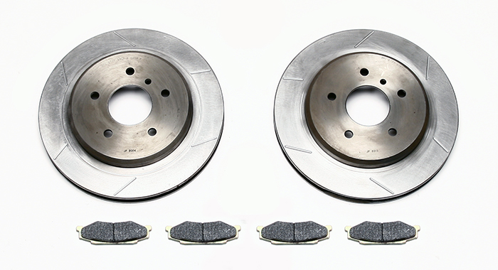 Wilwood Promatrix Rear Replacement Rotor Kit Parts Laid Out - GT Slotted Rotor