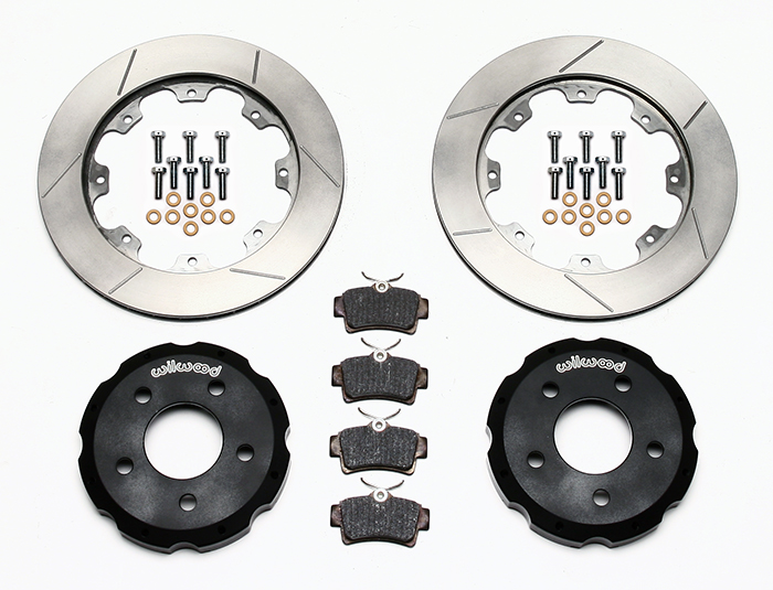 Wilwood Promatrix Rear Replacement Rotor Kit Parts Laid Out - GT Slotted Rotor