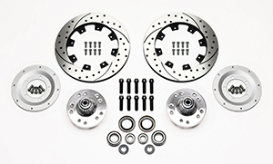 Wilwood Front Hub Kit (8 Bolt Rotor) Parts Laid Out - SRP Drilled & Slotted Rotor