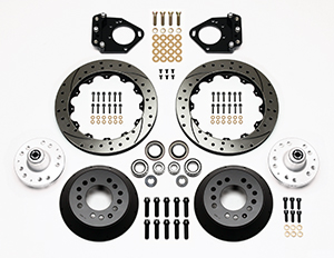 Wilwood Front Hub Kit (12 Bolt Rotor and Hat) Parts Laid Out - SRP Drilled & Slotted Rotor
