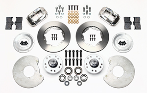 Wilwood Forged Dynalite Pro Series Front Brake Kit Parts Laid Out - Polish Caliper - Plain Face Rotor