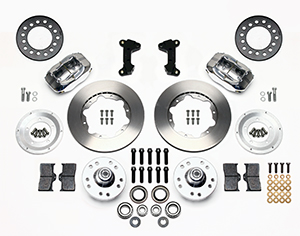 Wilwood Forged Dynalite Pro Series Front Brake Kit Parts Laid Out - Polish Caliper - Plain Face Rotor