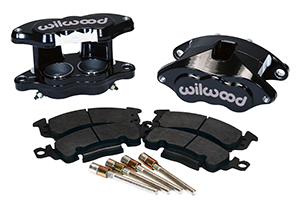 Wilwood D52 Front Caliper Kit Parts Laid Out - Black Powder Coat Caliper