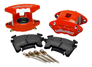 Wilwood D154 Front Caliper Kit Parts Laid Out - Red Powder Coat Caliper