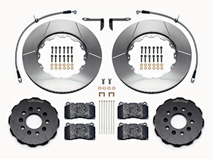 Wilwood Promatrix Front Replacement Rotor Kit Parts Laid Out - GT Slotted Rotor