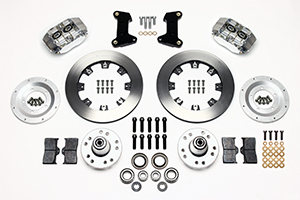 Wilwood Dynapro Dust-Boot Big Brake Front Brake Kit (Hub) Parts Laid Out - Polish Caliper - Plain Face Rotor