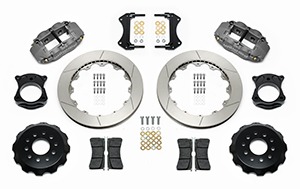 Wilwood Forged Narrow Superlite 4R Big Brake Rear Brake Kit (Race) Parts Laid Out - Type III Anodize Caliper - GT Slotted Rotor