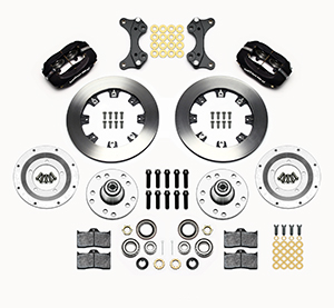 Wilwood Forged Dynalite Big Brake Front Brake Kit (Hub) Parts Laid Out - Type III Anodize Caliper - Plain Face Rotor