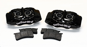 Wilwood SLC56 Front Replacement Caliper Kit Parts Laid Out - Black Powder Coat Caliper