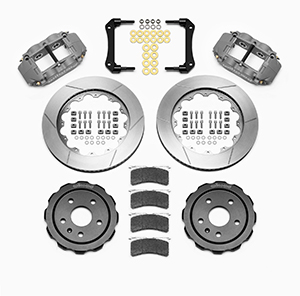 Wilwood Forged Narrow Superlite 4R Big Brake Rear Brake Kit (Race) Parts Laid Out - Type III Anodize Caliper - GT Slotted Rotor