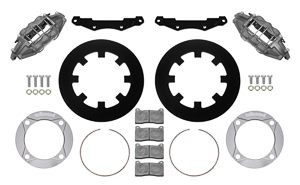 Wilwood UTV6 Rear Brake Kit (Race) Parts Laid Out - Type III Anodize Caliper - Plain Face Rotor