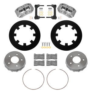 Wilwood NDPR Rear UTV Brake Kit (Race) Parts Laid Out - Type III Anodize Caliper - Plain Face Rotor