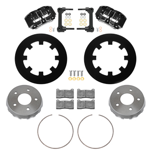 Wilwood NDPR Rear UTV Brake Kit Parts Laid Out - Black Powder Coat Caliper - Plain Face Rotor