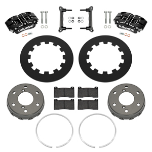 Wilwood NDPR Rear UTV Brake Kit Parts Laid Out - Black Powder Coat Caliper - Plain Face Rotor