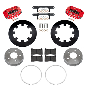 Wilwood NDPR Front UTV Brake Kit Parts Laid Out - Red Powder Coat Caliper - Plain Face Rotor