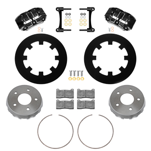 Wilwood NDPR Rear UTV Brake Kit Parts Laid Out - Black Powder Coat Caliper - Plain Face Rotor