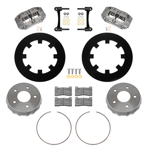 Wilwood NDPR Rear UTV Brake Kit (Race) Parts Laid Out - Type III Anodize Caliper - Plain Face Rotor