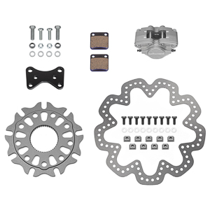 Wilwood GP200 Sprint Right Rear Brake Kit Parts Laid Out - Drilled Rotor