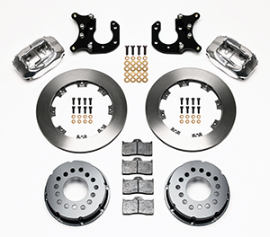 Wilwood Forged Dynalite Pro Series Rear Brake Kit Parts Laid Out - Polish Caliper - Plain Face Rotor