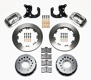 Wilwood Forged Dynalite Pro Series Rear Brake Kit Parts Laid Out - Polish Caliper - Plain Face Rotor