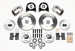 Wilwood Forged Dynalite Pro Series Front Brake Kit Parts Laid Out - Polish Caliper - Plain Face Rotor