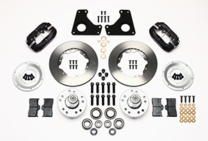 Wilwood Forged Dynalite Pro Series Front Brake Kit Parts Laid Out - Type III Anodize Caliper - Plain Face Rotor