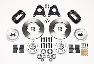 Wilwood Forged Dynalite Pro Series Front Brake Kit Parts Laid Out - Type III Anodize Caliper - Plain Face Rotor