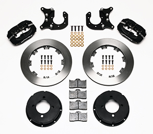 Wilwood Forged Dynalite Pro Series Rear Brake Kit Parts Laid Out - Type III Anodize Caliper - Plain Face Rotor