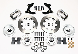 Wilwood Forged Dynalite Pro Series Front Brake Kit Parts Laid Out - Polish Caliper - Plain Face Rotor