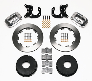 Wilwood Forged Dynalite Pro Series Rear Brake Kit Parts Laid Out - Polish Caliper - Plain Face Rotor