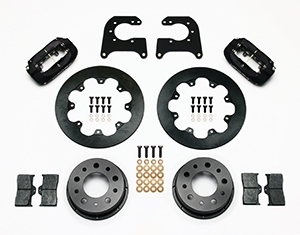 Wilwood Forged Dynalite Rear Drag Brake Kit Parts Laid Out - Type III Anodize Caliper - Plain Face Rotor