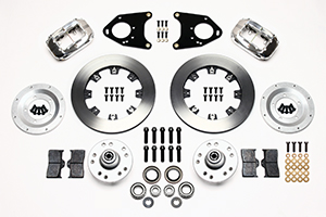 Wilwood Forged Dynalite Big Brake Front Brake Kit (Hub) Parts Laid Out - Polish Caliper - Plain Face Rotor