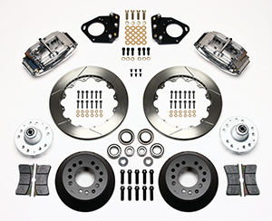 Wilwood Superlite 6 Big Brake Front Brake Kit (Hub) Parts Laid Out - Polish Caliper - GT Slotted Rotor