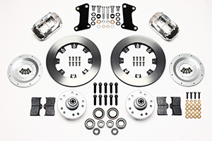 Wilwood Forged Dynalite Big Brake Front Brake Kit (Hub) Parts Laid Out - Polish Caliper - Plain Face Rotor