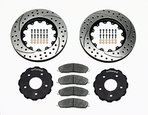 Wilwood Promatrix Front Replacement Rotor Kit Parts Laid Out - SRP Drilled & Slotted Rotor