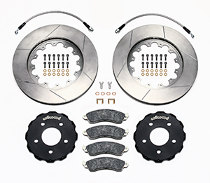 Wilwood Promatrix Front Replacement Rotor Kit Parts Laid Out - GT Slotted Rotor