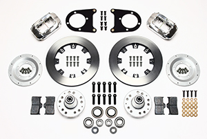 Wilwood Forged Dynalite Big Brake Front Brake Kit (Hub) Parts Laid Out - Polish Caliper - Plain Face Rotor