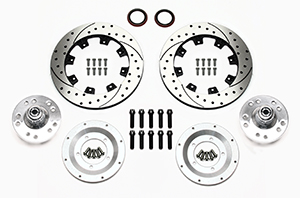 Wilwood Front Hub Kit (8 Bolt Rotor) Parts Laid Out - Plain Face Rotor