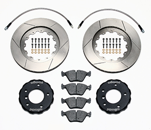 Wilwood Promatrix Front Replacement Rotor Kit Parts Laid Out - GT Slotted Rotor